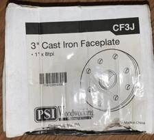 3" Cast Iron Faceplate, 1 “x 8 TPI, For Woodturning Wood Lathes
