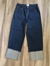 Kate Spade x Target Womens 4 High Rise Straight Leg Wide Cuff Jeans Linen 1950'S