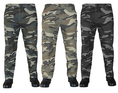 Pantaloni uomo modello cargo militare mimetico con tasconi caldo felpato  UK