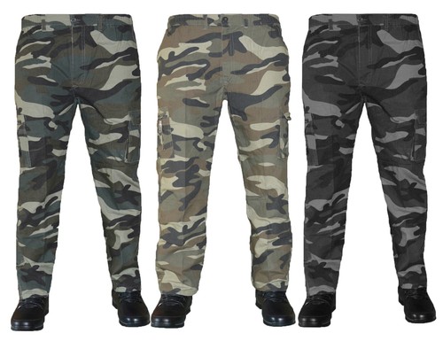 Pantaloni uomo modello cargo militare mimetico con tasconi caldo felpato |  eBay