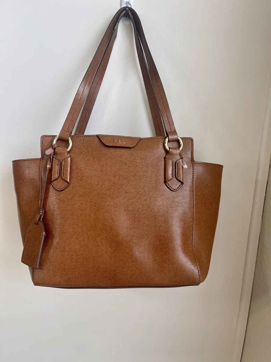 Vintage Ralph Lauren Brown Leather Tote Bag Purse Handbag 80s Leather Tote Purse