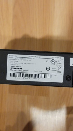 SPECTRUM POWER 72A-130BMLEN-02 AC 12 OUTLET 240VAC RACK MOUNT POWER STRIP - Picture 3 of 4