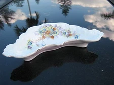 FLORAL # G632  VINTAGE BONE DISH OVAL SHAPE VIOLET LEAVES CLEAARANCE PRICE