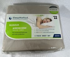 New SleepMethod 100 Polyester Sheets 4pc Set With Built In Silvadur Sz. Queen