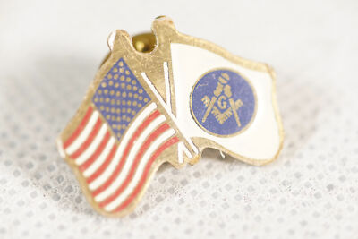 Masonic Bicentennial American Flag Pin Enamel Stars Stripes Square Compass