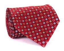 NWT ALTEA Milano pure silk TIE dark red geometric luxury handmade Italy