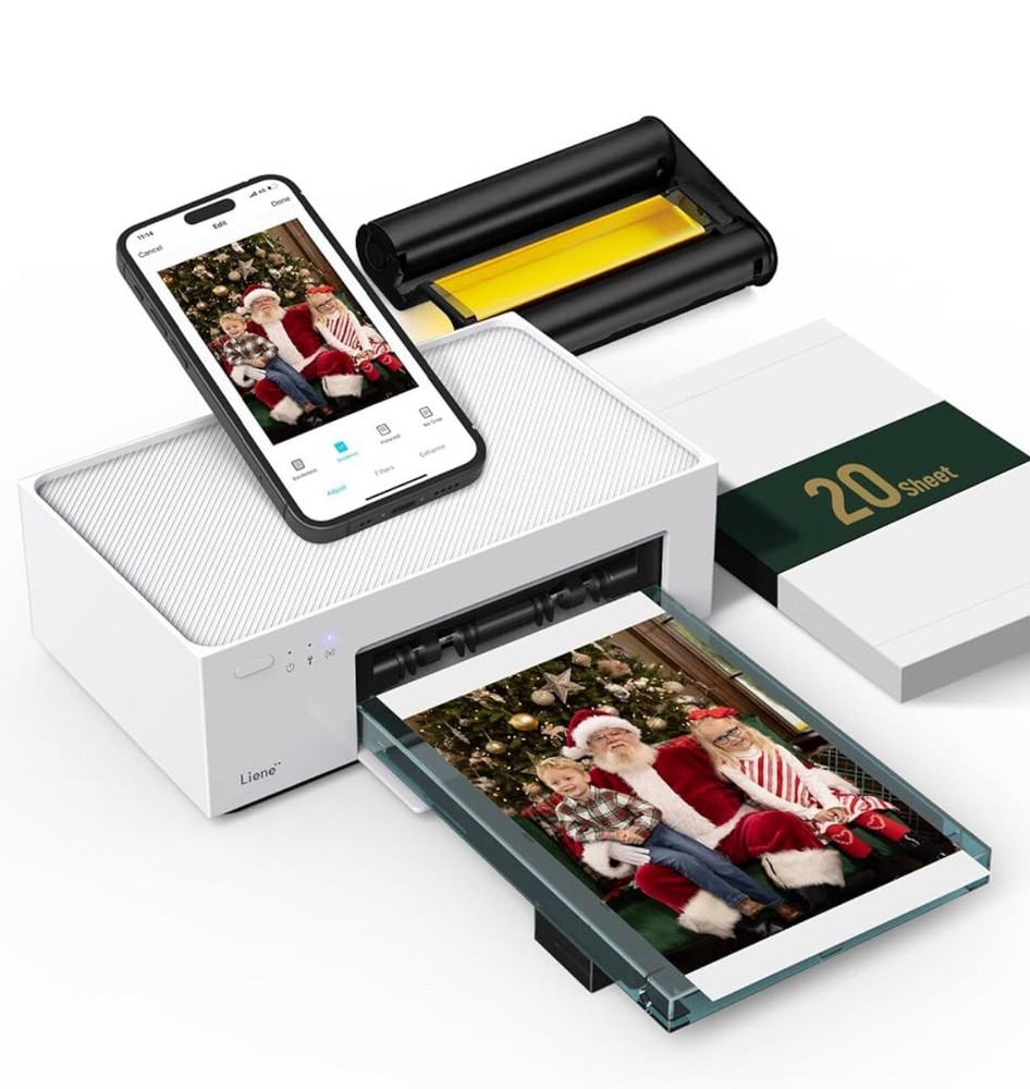 4x6” Liene Wi-Fi Photo Printer with Full-Color Thermal Dye for iPhone & Android