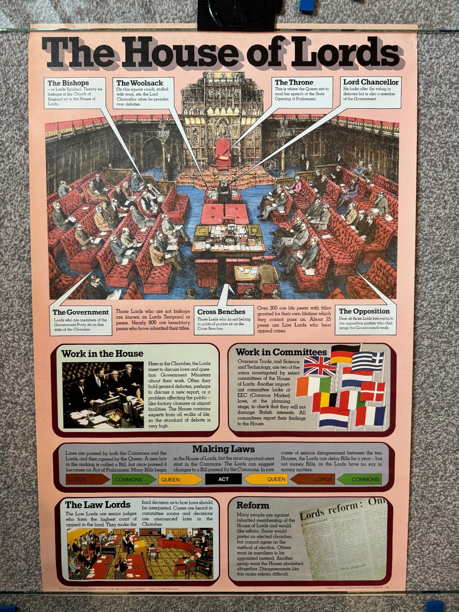 1985 UK Government educational politics Parliament poster 'House of Lords'
