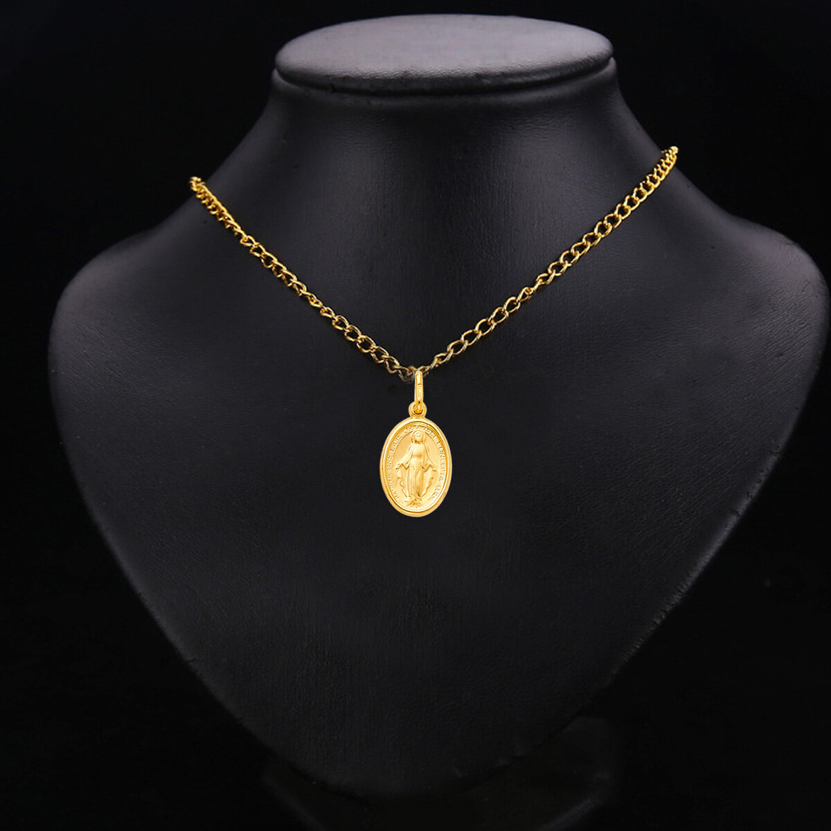 14k Solid Yellow Gold Virgin Mary Guadalupe Miraculous Medal HOLLOW Pendant – Made In USA, Real Gold
