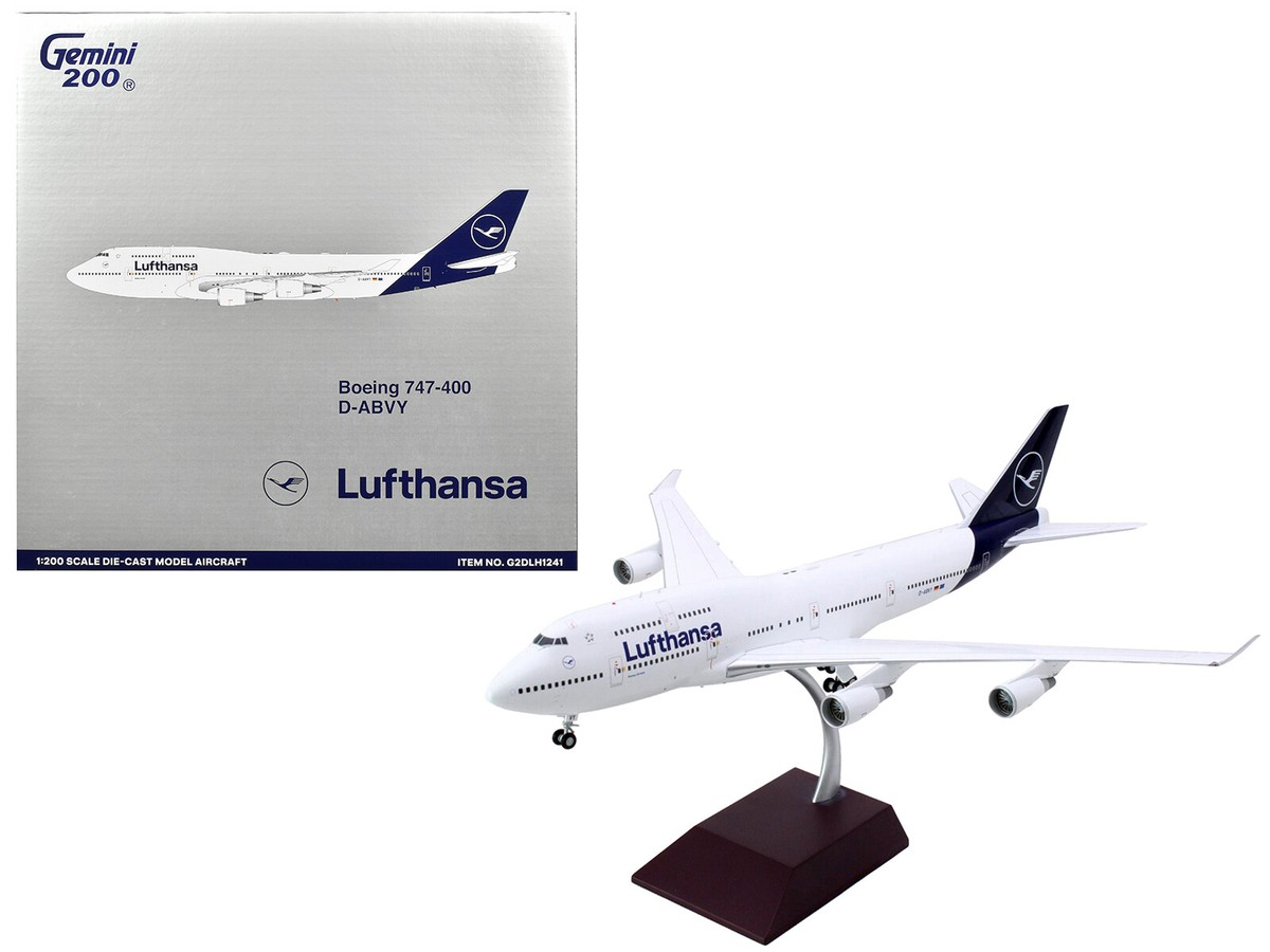 B747-400　1/200 Boeing 747-400 Lufthansa D-ABVY White/Dark Blue Tail 1/200 | eBay