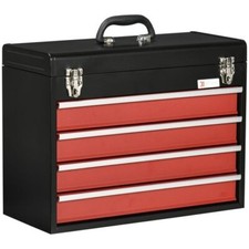 Metal 4 Drawer Tool Box Chest with Ball Bearing Runners with Carry Handle BLACK