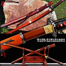Fire Red Tachi T10 Carbon Steel Japanese Handmade Battle Ready Functional Sword