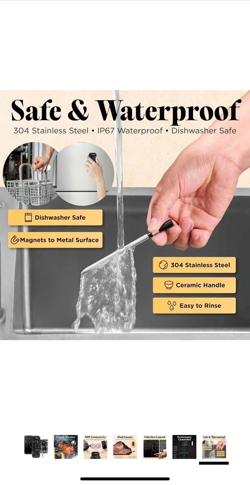 Wireless Meat Thermometer with Digital Meat Probe