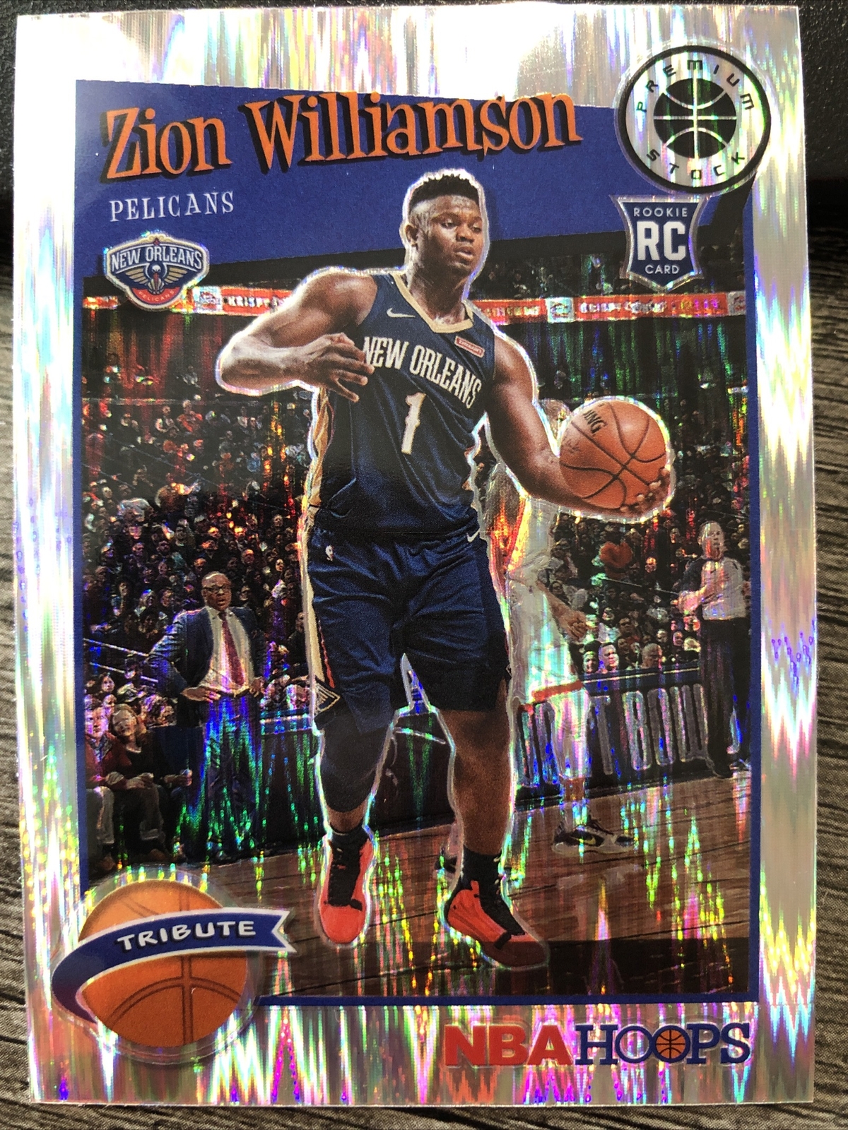 Zion Williamson 2019-20 Hoops Premium Stock Rookie Flash Prizm - #296