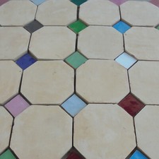 1 Stk Cotto Bodenplatte oktogonal mit Einleger - Bemusterung Terrakotta Fliesen