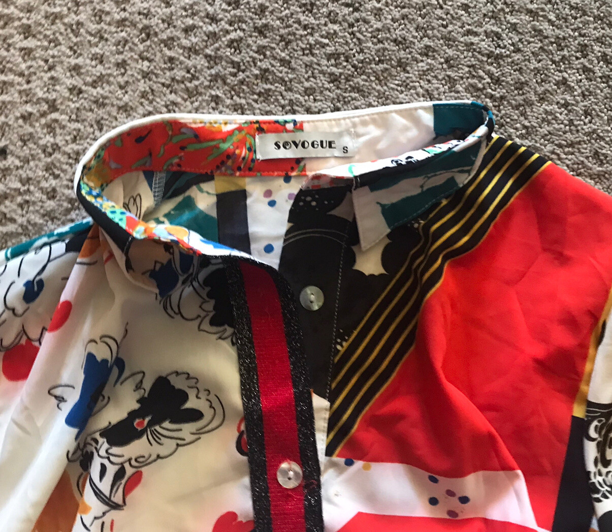 So Vogue Women’s Button-Up Collared Patterned Shi… - image 4