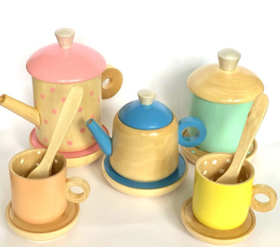 Handmade Artisan Wood Tea Set Eco Friendly Made in Europe - Heirloom Quality Toy