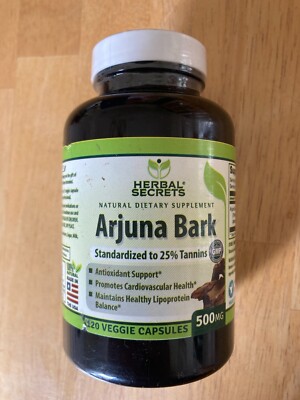 Herbal Secrets Arjuna Bark, Standardized Extract, 500 mg, 120 Veggie Capsules