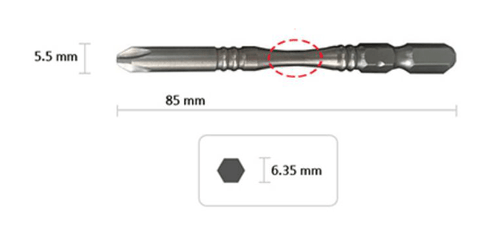 MAKITA A-57489 Silver Torsion Screw Bit 1/4" Hex PH 2 (Slim) 85mm kor - Picture 3 of 3
