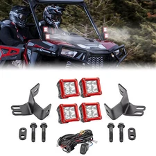 Dual 3" Spot Beam LED Pods+A Pillar Mount+Wire Fit Polaris RZR XP 1000 2014-2023