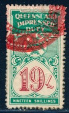 Australia - 1939 Queensland Revenue, 19/ Impressed Duty stamp BF242 perf 13