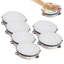 Tambourine for Church 6 Inch Hand Held Drum Tambourine 6 Pieces