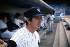 New York Yankees manager Billy Martin in dugout during game vs Tor- Old Photo 7
