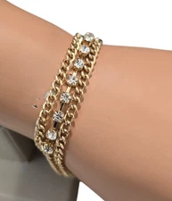 LC Lauren Conrad Women's Gold Plated Rhinestone Chain Bracelet NWT