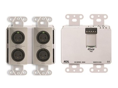 RDL DDS-BN40 4x2 Wall-Mounted Bi-Directional Mic/Line Dante Interface