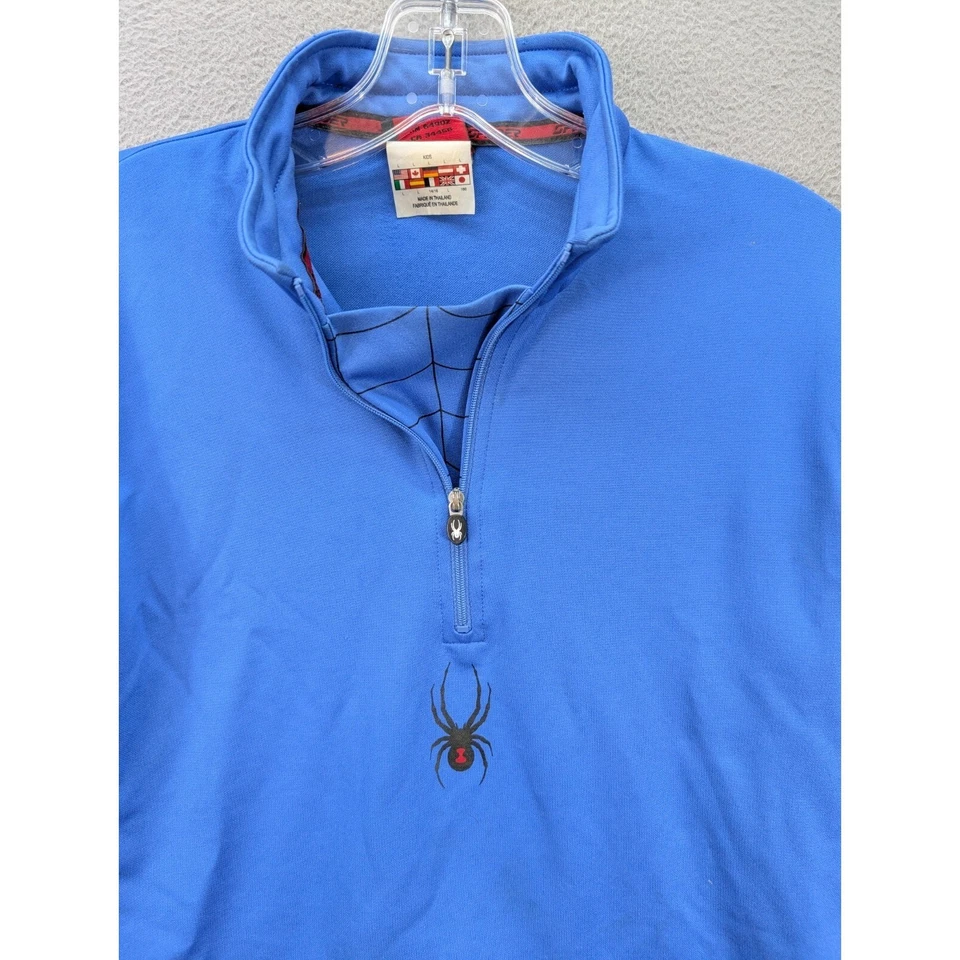 Spyder Core Suéter Niños Talla L Azul Gris 1/4 Cremallera Pullover Sudadera Exterior Foto 4 de 4