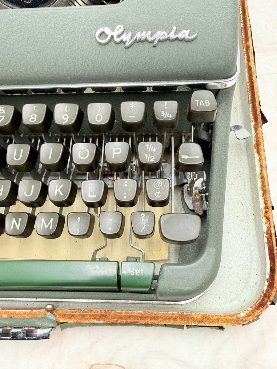 Vintage 1960s Olympia Typewriter Portable with Partial Case