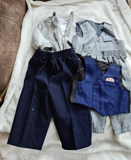 Baby Boys 6/9 Month Formal Wear Navy Plaid And Gray Houndsdooth Gray Cardigan