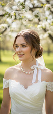 Satin Ribbon Pearl Choker Necklace - Adjustable Bow Detail Bridal and Everyday