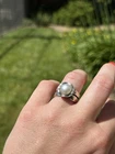 Vintage Sterling Silver Israel Didae Signed Pearl Ring Sz 7.75