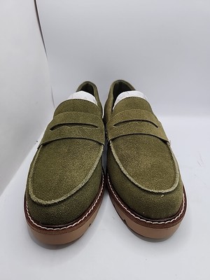NEW Anne Klein Emmylou Suede Loafers Darak Brown Olive Size  display picture 3