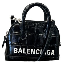 Balenciaga Women's Croc Micro Ville Top Handle Bag Black