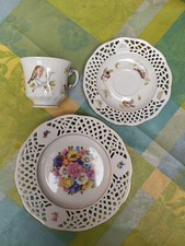 Burg Lindau Tasse Durchbruch Geschirr Kaffeetasse Unterteller Kuchenteller Natur