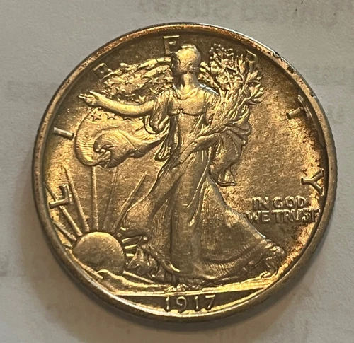 1917 walking liberty half  dollar , AU