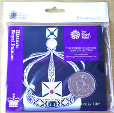 2019 Tower of London Collection The Crown Jewels BU £5 Coin In Sealed Pack