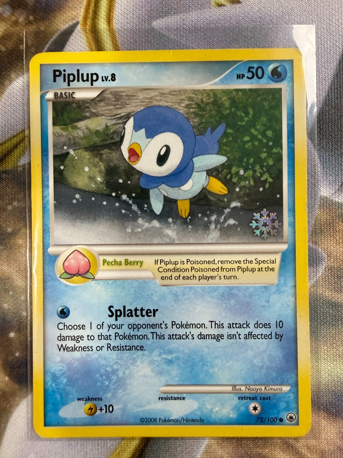 Pokemon TCG Piplup 72/100 Holiday Countdown Snowflake Stamped English Card 2008