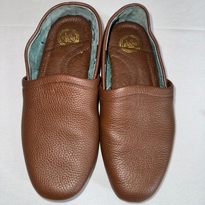 LB Evans 1804 Mens Brown Pebbled Leather Opera Slippers House Shoes 3025 Size 9M
