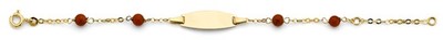 Massives 14k Gelbgold Koralle Baby ID Armband 4,5'' Damen 1,52 g