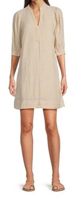 Lilly Pulitzer Mialeigh 100% Linen Shift Mini Dress Sand Puff Sleeve NWT Pick Sz