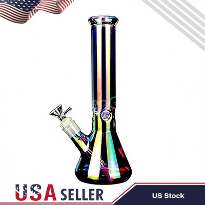 #ad #ad 10quot; Heavy Glass Bongs Percolator Water Pipe Hookah 14mm Bowl Rainbow Color Bong $16.99
