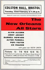 THE NEW ORLEANS ALL STARS – rare vintage original Bristol 1966 concert handbill