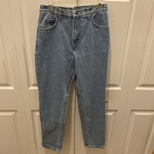 Lands End Jeans Women  s 8 Reg Blue Denim Stone Wash VTG 1990s USA Straight Leg