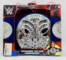 WWE SmackDown Tag Team Championship Toy Belt Mattel Blue Silver Damaged Package