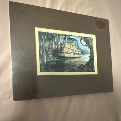  Roberta Wesley Matted Paper Print, Realism Steamboat River Landscape