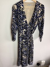 Soon Dress Size 12 Blue Black Animal Print Lined Wrap Dress Wedding Guest