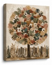 Boho Wall Art Canvas Bohemian blossom tree Box Canvas Home Decor Dot Canvas